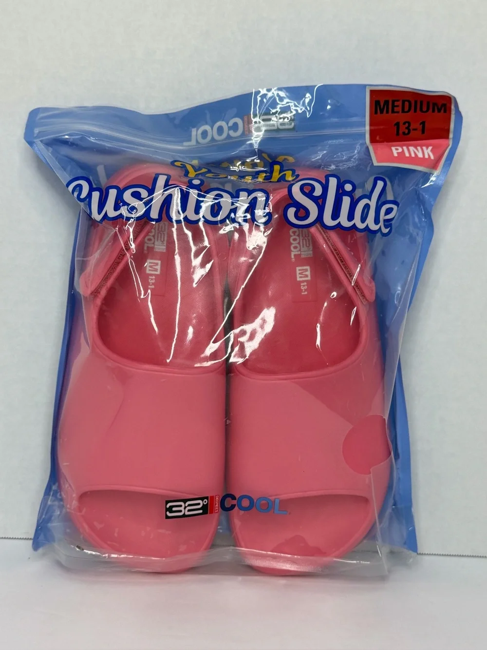 32 Degrees Cool Youth Pink Cushion Slides M 13-1 NIB Adjustable Strap